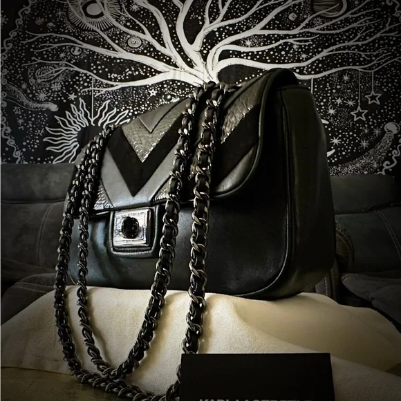 Y2K Karl Lagerfeld Black Chevron Chain Shoulder Bag ❌60% OFF SALE❌ make offer - Picture 5 of 13